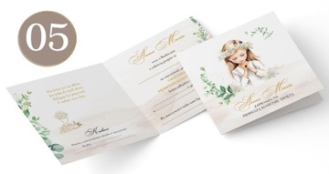 ZAPROSZENIA na Komunię IMIĘ Papier perłowy + koperta