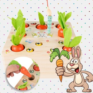 ДЕРЕВЯННАЯ ИГРА «СОБРАЙ МОРКОВЬ» ДЛЯ ДЕТЕЙ