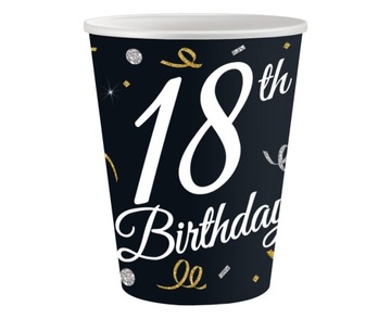 KUBECZKI PAPIEROWE NA 18 URODZINY 18TH BIRTHDAY 240ML 6SZT