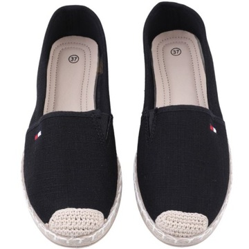 Черные эспадрильи женские вставки кроссовки плоские туфли удобная обувь