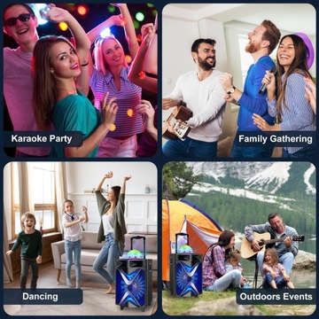 Беспроводная колонка Чемодан для караоке + 2 микрофона + держатель планшета + светодиодный шар