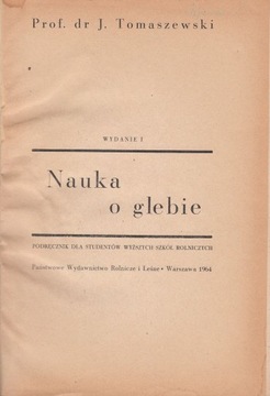 Nauka o glebie J. Tomaszewski
