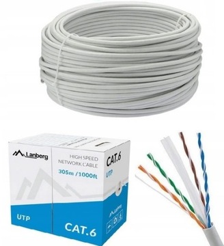Kabel Sieciowy Lan RJ45 UTP Kat 6 Ethernet Skrętka 100M Przewód Internetowy
