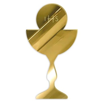 TOPPER na bok TORT złote lustro KIELICH komunia CHRZEST hostia IHS AKRYL