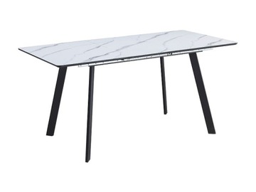 STÓŁ BARI BIAŁY EFEKT MARMURU/CZARNY MAT 120(160)X80 rozkładany