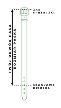 Pasek męski skórzany dwustronny RYŁKO skóra licowa srebrna klamra brązowy