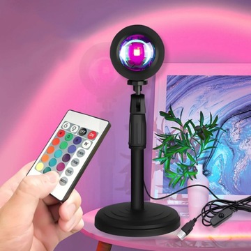 LAMPA PROJEKTOR ZACHÓD SŁOŃCA SUNSET WIELOKOLOROWA RGB LED NOCNA NASTROJOWA