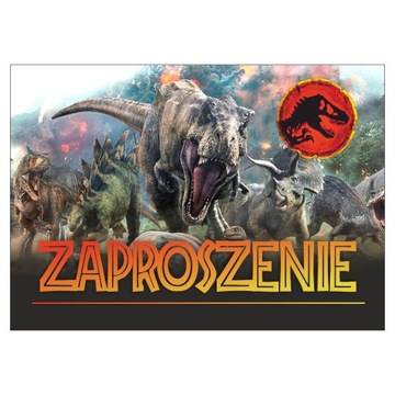 ZAPROSZENIA DINOZAURY JURASSIC WORLD URODZINY 1szt