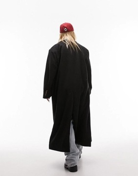 TOPSHOP PETITE CZARNY DWURZĘDOWY PŁASZCZ OVERSIZE J00 NH2__S