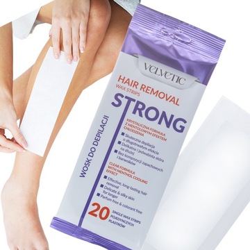 Wosk do depilacji ciała w plastrach Velvetic STRONG - Extra mocny 20 szt.