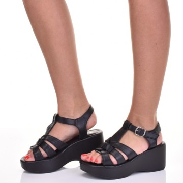 УНИКАЛЬНЫЕ ЖЕНСКИЕ САНДАЛИИ НА ТЕХНИКЕ, КОЖА, ЗАКРЫТАЯ ПЛАТФОРМА