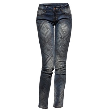 #406 KOBIECE WYGODNE Spodnie Jeans Rurki Wzory 3XL