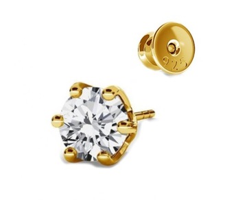 KRYSZTAŁOWY BLASK CYRKONIA Kolczyk ZŁOTY DIAMENT