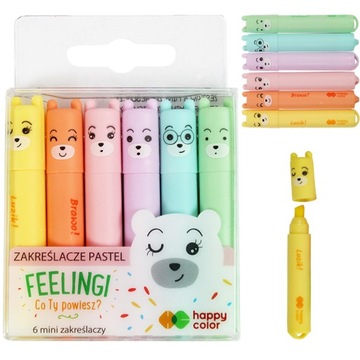 MINI ZAKREŚLACZE MARKERY PASTELOWE FEELINGI 6 KOL