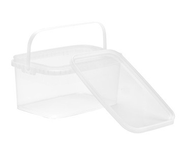 ПРЯМОУГОЛЬНОЕ ВЕДРО 2,5 Л с допуском ПИЩЕВЫХ ПРОДУКТОВ, прозрачное
