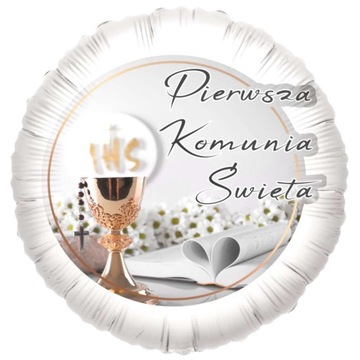 BALON foliowy KOMUNIA ŚWIĘTA kielich hostia IHS