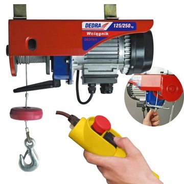 ЭЛЕКТРИЧЕСКАЯ ЛЕБЕДКА DEDRA 550ВТ 250КГ DED7911