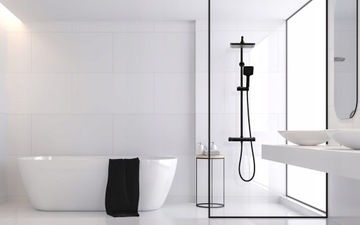 Bateria z termostatem i deszczownicą termostatyczny zestaw do prysznica