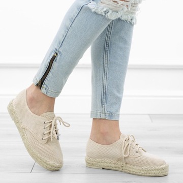 BEŻOWE ESPADRYLE PLATFORMA TENISÓWKI BL1905-8 r.39