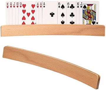 STOJAK PODSTAWKA UCHWYT ORGANIZER NA KARTY DO GRY DREWNIANY 2SZT. 33CM