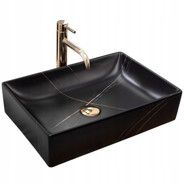 Umywalka INGA MARBLE czarna mat marmur nablatowa
