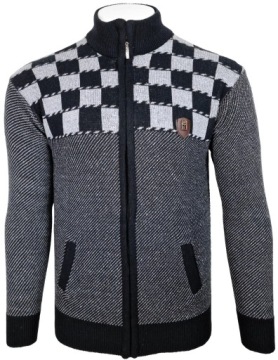 Кардиган мужской черный с узором в шахматном порядке Р259, размер L