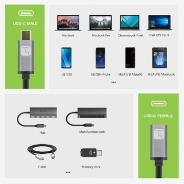 Кабель Techly USB-C 3.2 Gen2 M/F Удлинительный кабель 100 Вт, 5 А, 1 м