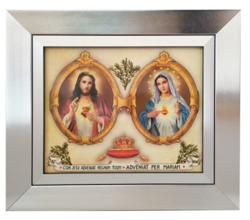 OBRAZ OTWARTE SERCE JEZUSA MARYI W SREBRNEJ RAMIE