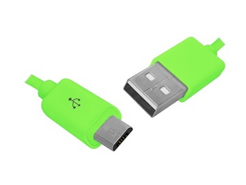 Kabel USB - microUSB, 1m, zielony
