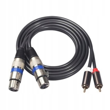 2X2 sztuki czarny wtyk męski RCA Mic na żeński XLR