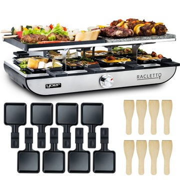 4w1 Elektryczny GRILL Raclette YOER 1400W 8 osób