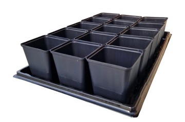 15 цветочных горшков P9 9 см. Посев на рассаду + ПОДСТАВКА + МАРКЕР + 15 ТАРЕЛОК