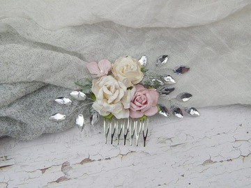 Розовая расческа для сессии для волос Свадебные цветы головной убор