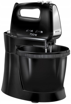 Mikser z misą MPM MMR-20Z/C 750W 5 prędkości Funkcja Turbo Obrotowa misa 3l
