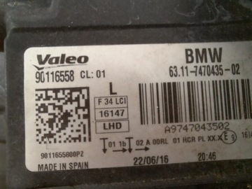 BMW 3 F34 GT 13-21 SVĚTLO SVĚTLOMET LEVÝ PŘEDNÍ 90116558