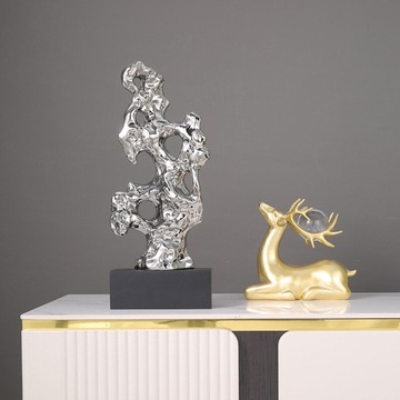Фигурка абстрактного искусства, резьба по камню Тайху, серебряный камень