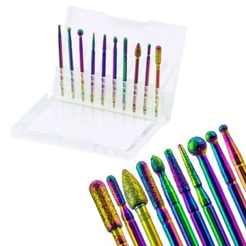 Zestaw 10 frezów diamentowych do manicure hybrydy skórek żelu MD-Z1