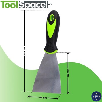 ШПАТЕЛЯ НЕРЖАВЕЮЩАЯ, РЕЗИНОВАЯ РУЧКА 80 мм