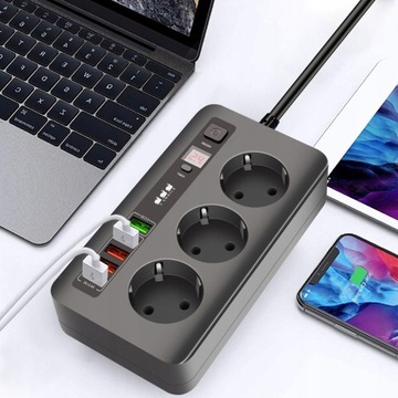 QC3.0 Многофункциональные USB-разъемы для зарядного устройства, вилка европейского стандарта l