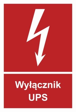 Znak PCV TD fotoluminescencyjny Wyłącznik UPS 10x15