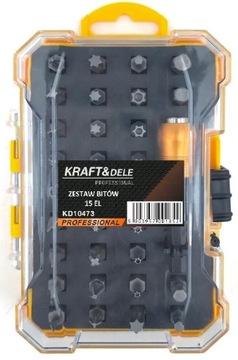 Zestaw bitów 15 el. do wkrętarki zakrętarki KD10473