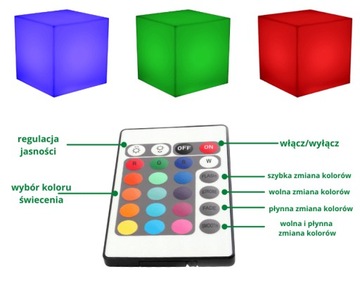 Светящийся светодиодный куб квадратная подставка Kubik 40х40 см RGB 16 цветов