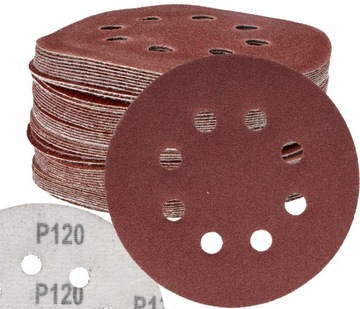 PAPIER ŚCIERNY NA RZEP 125 SZLIFIERKI OSCYLACYJNEJ KRĄŻKI ŚCIERNE P120 X50