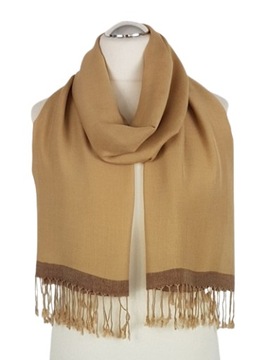 83 Elegancki szal 70% kaszmir 30% jedwab BEŻOWY CAMEL