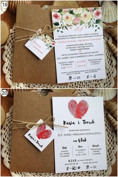 2 SZT Zaproszenia na Ślub Ślubne Rustykalne EKO