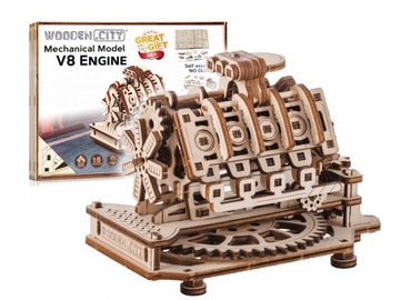 Wooden.City Drewniany Model Puzzle 3D V8 Silnik