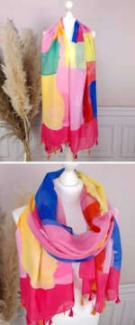 PAREO CHUSTA PLAŻOWA BAWEŁNIANA na strój narzutka letnia sukienka, KOLORY