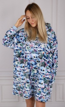 DISNEY Stitch bluza/szlafrok/koc z kapturem, z kieszeniami, snuddie XS-S