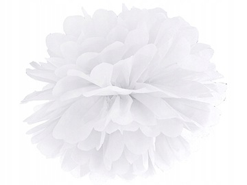 Pompon bibułowy biały dekoracja 35 cm pompony 1szt
