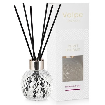 Dyfuzor z patyczkami eleganckie szkło Aksamitny Bukiet 100 ml Valpe